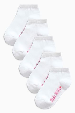 White Trainer Socks Five Pack (Older Girls)